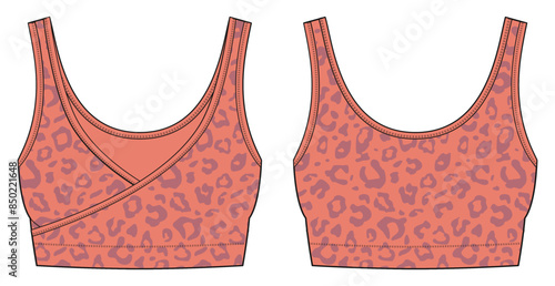 illustration of active bras, sports tight vest.fashion flat sketch vector, cad, technical drawing, flat drawing, template, mockup.