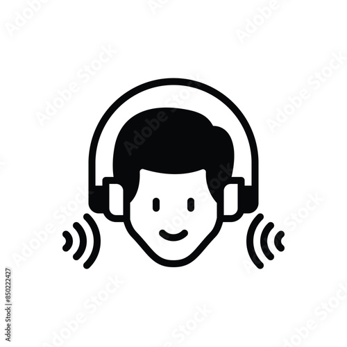 Black solid icon for listening 