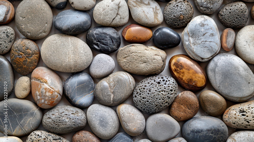 Smooth, wet stones in various shades of grey and brown, creating a polished and natural texture. Ideal for backgrounds or nature themes. Smooth, wet stones in various shades of grey and brown, creating a polished and natural texture. Ideal for backgrounds or nature themes.