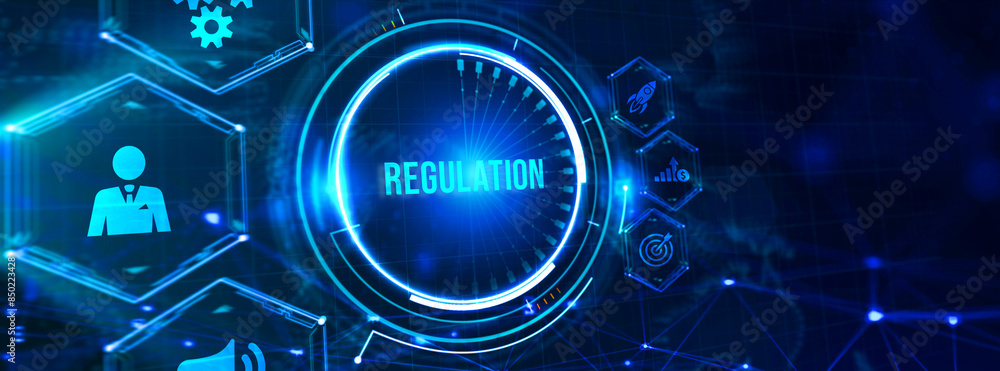 Business, Technology, Internet and network concept. Regulation Compliance Rules Law Standard. 3d illustration Business, Technology, Internet and network concept. Regulation Compliance Rules Law Standard. 3d illustration