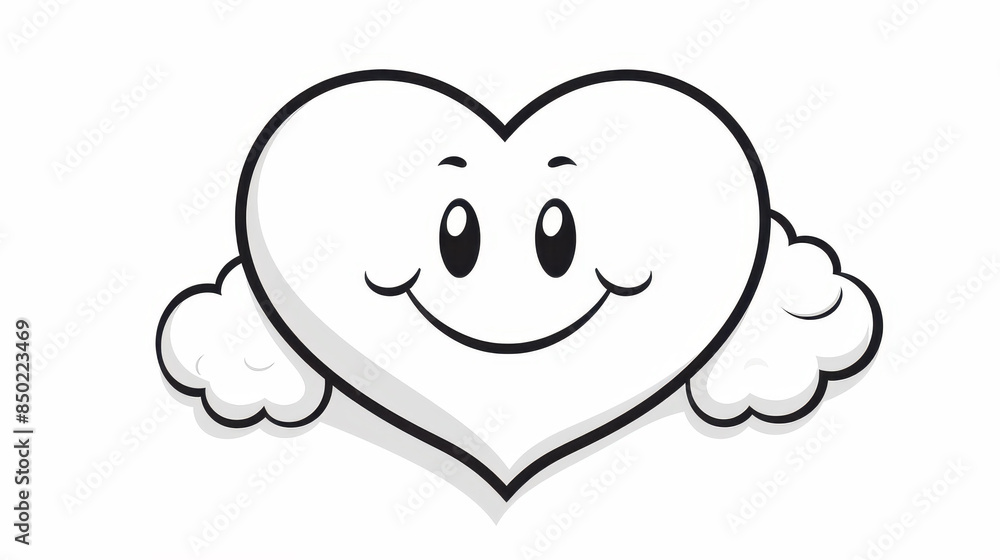 Enjoy coloring a cute cartoon heart speech bubble page with kids, featuring clean lines and white background. Enjoy coloring a cute cartoon heart speech bubble page with kids, featuring clean lines and white background.