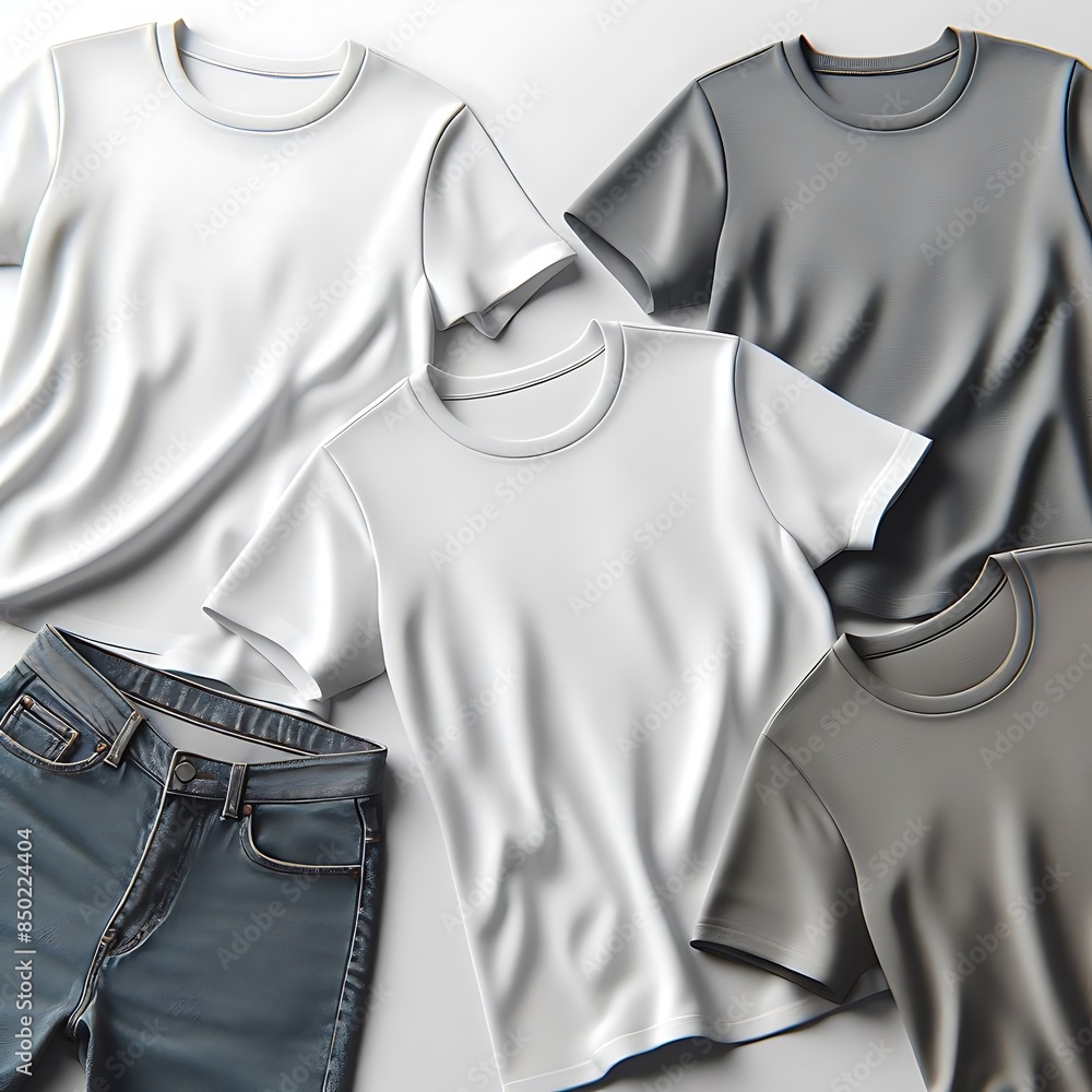 A group of ttemplate t shirt mockup and jeans eyecatching vector ...