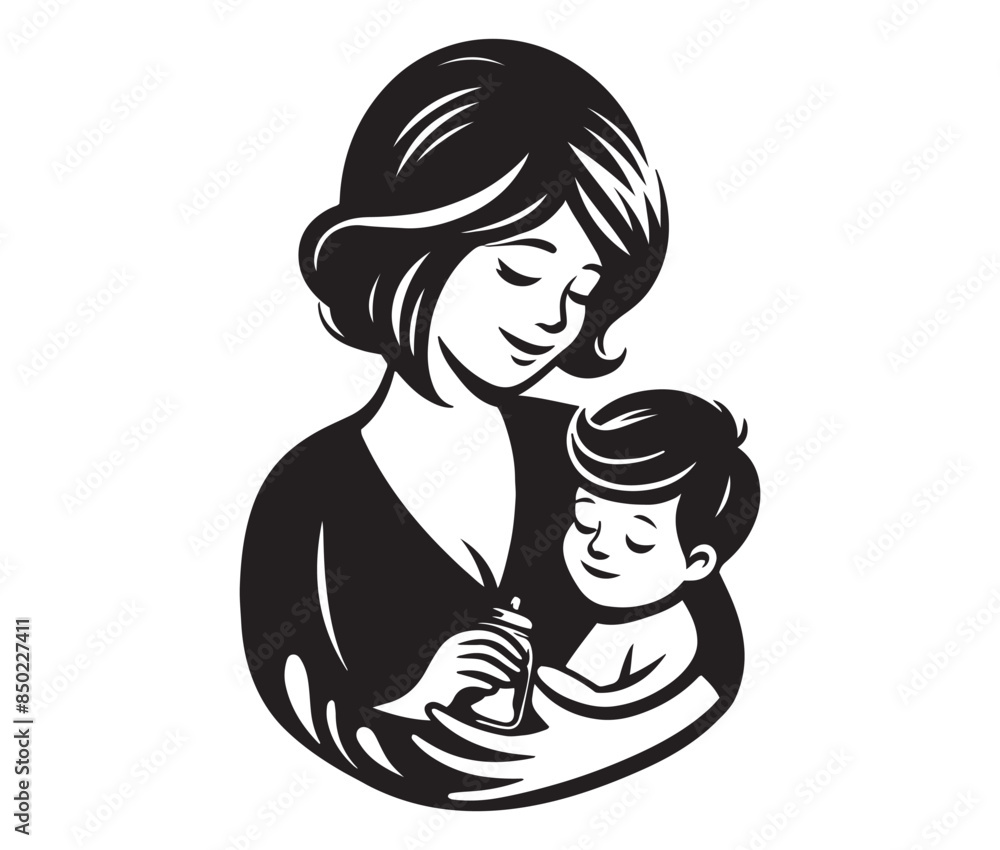 Mother and son silhouette vector Mother and son silhouette vector