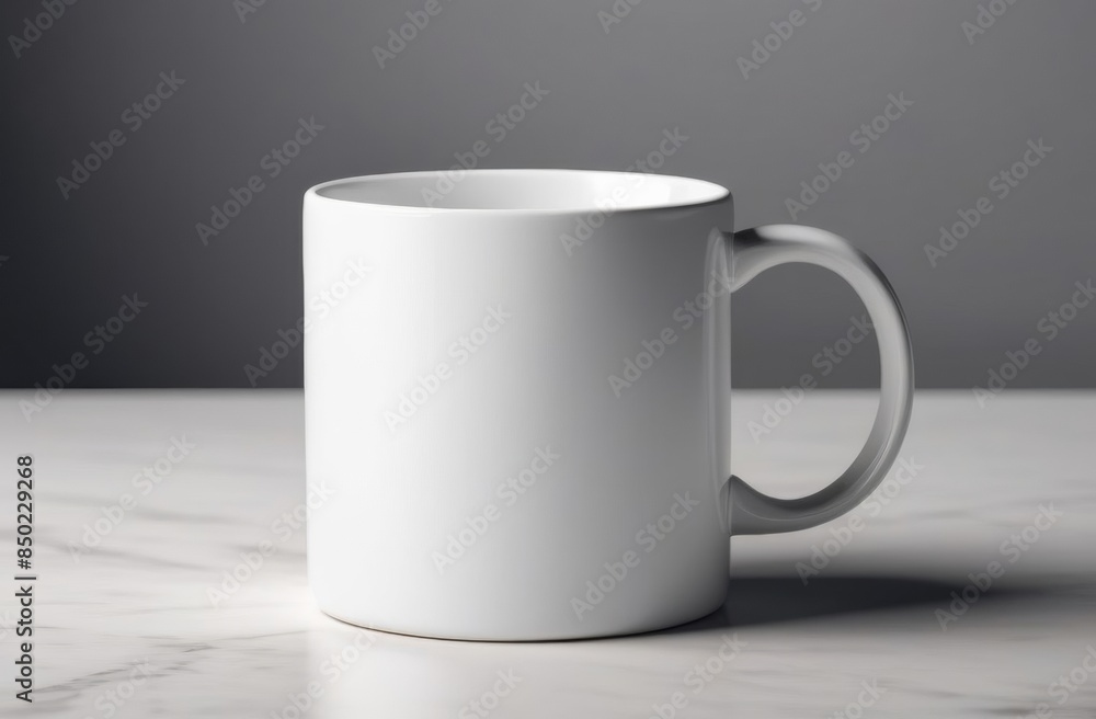 Obraz premium Mockup white ceramic cup on white table