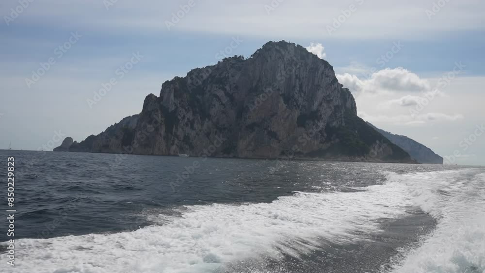 View of the open sea off the coast of Capri from a luxury yacht View of the open sea off the coast of Capri from a luxury yacht