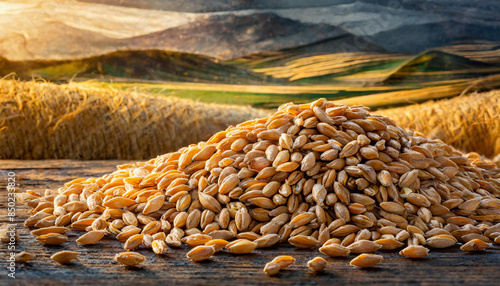 Wheat' on a rustic wooden background