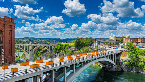 spokane post street bridge aerial downtown