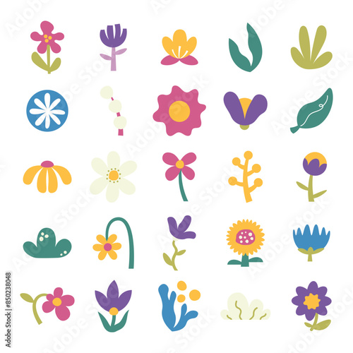 Floral Abstract Shapes Vector Set