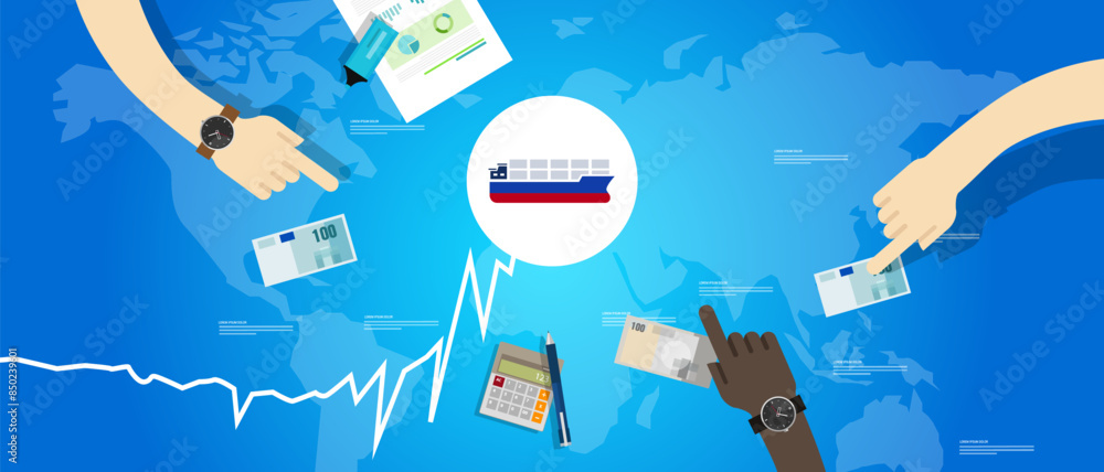 Shipping price fee cost of delivery logistics increase going up export import transaction rising freight chart global map transaction Shipping price fee cost of delivery logistics increase going up export import transaction rising freight chart global map transaction