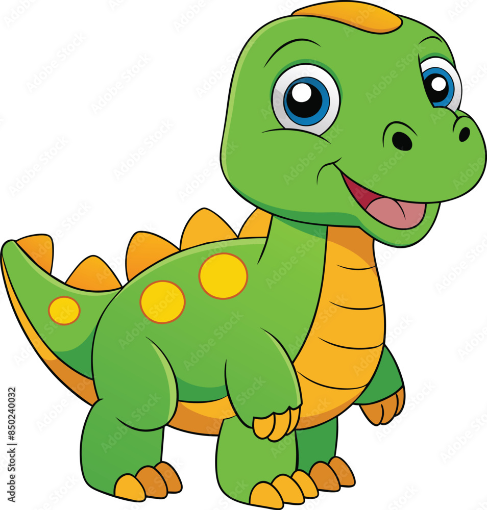 Fototapeta premium Happy dinosaur cartoon vector illustration on a white background 