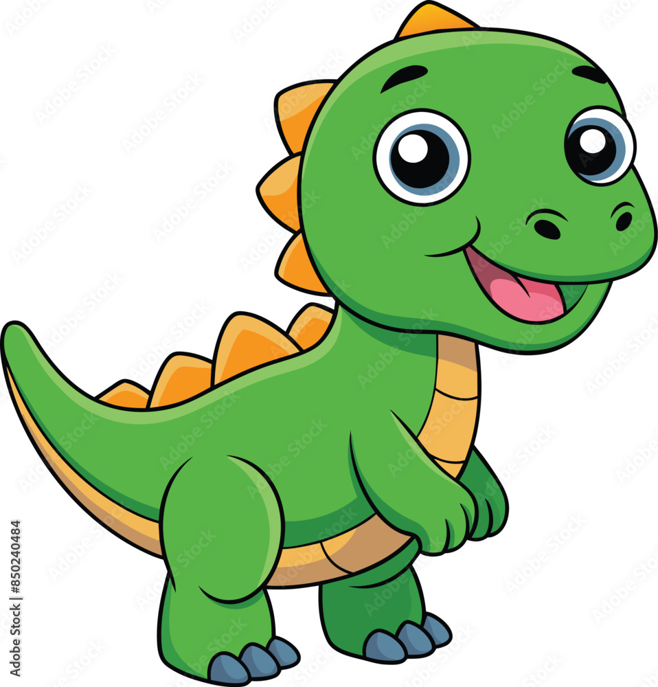 Fototapeta premium Happy dinosaur cartoon vector illustration on white background