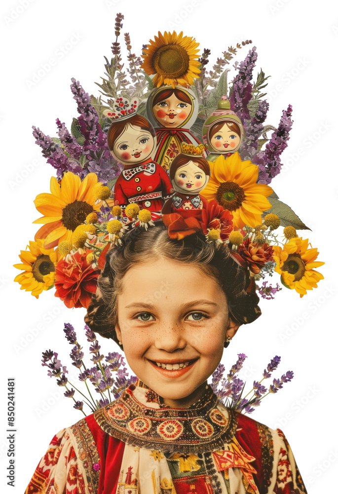 PNG Russian cute girl sunflower face head. PNG Russian cute girl sunflower face head.