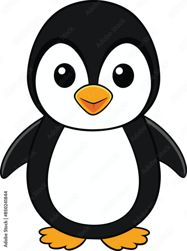 Fototapeta premium cute baby penguin cartoon Vector illustration waving isolated on a white background 