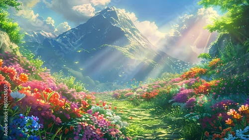 landscape with sun rays