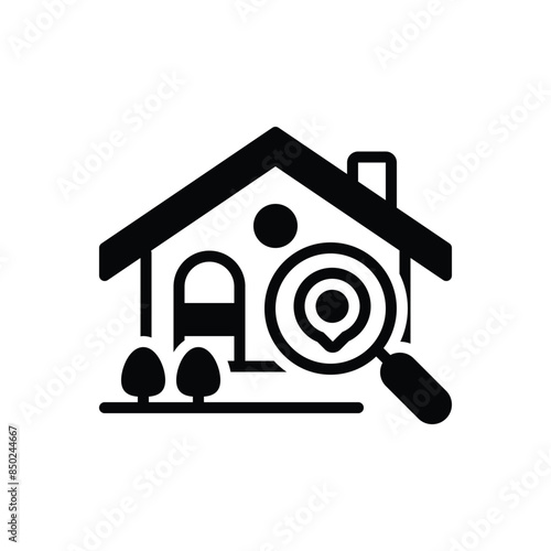Black solid icon for find home 