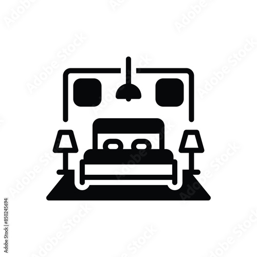 Black solid icon for bedroom 