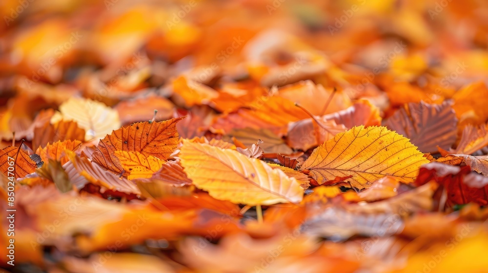 Close-up of a pile of fallen leaves with autumn colors on the ground Close-up of a pile of fallen leaves with autumn colors on the ground