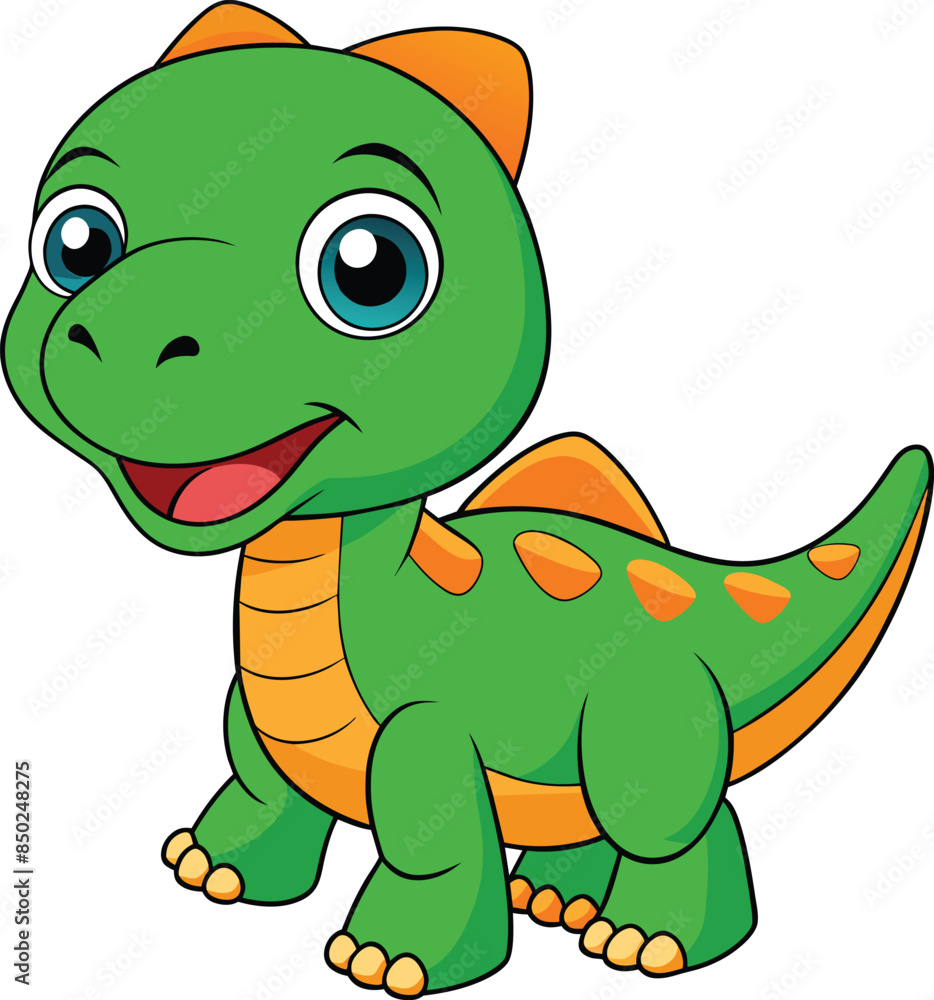 Fototapeta premium Happy dinosaur cartoon vector illustration on a white background 