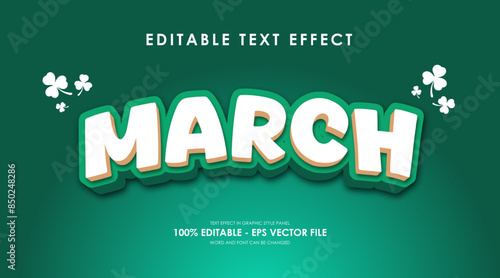Editable March Emerald Green Text Effect