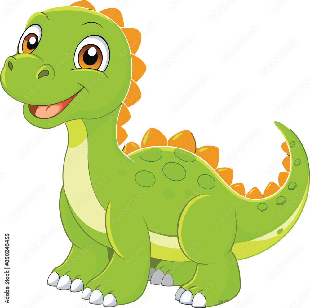 Fototapeta premium Happy dinosaur cartoon vector illustration on a white background 