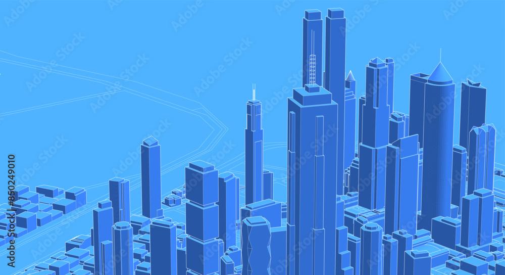 Fototapeta premium modern city panorama 3d illustration
