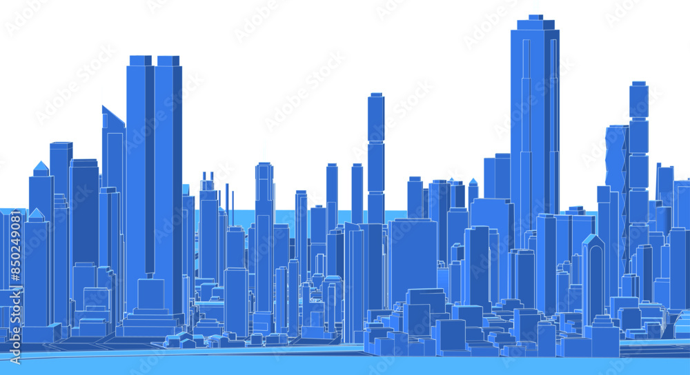 Fototapeta premium modern city panorama 3d illustration