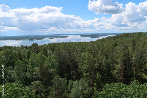 Beautiful view from cable car in Kolmården in Sweden photo