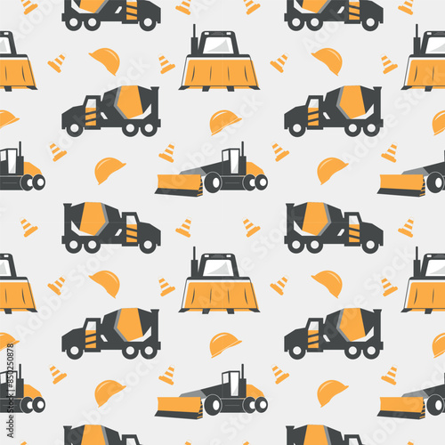 Farm pattern design.Cute tractor and vehicle ,cute animal on dark background. pattern.tractor pattern design for kids clothing ,card, fabric.tractor truck abstract seamless pattern