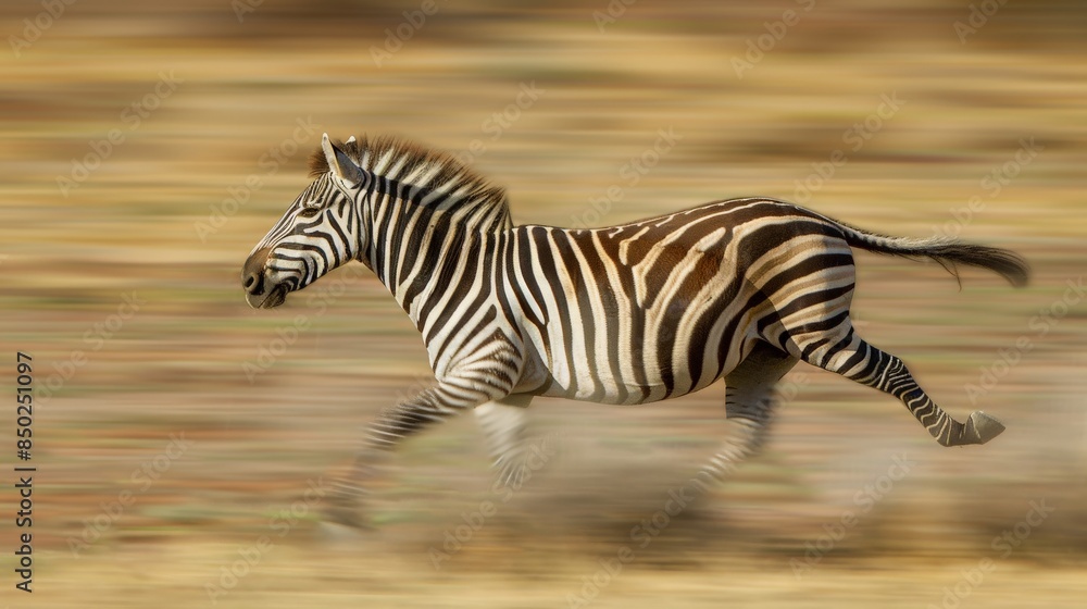 Fototapeta premium Zebras are African animals. They are black and white stripes. They eat grass. They live in groups. They are very fast.