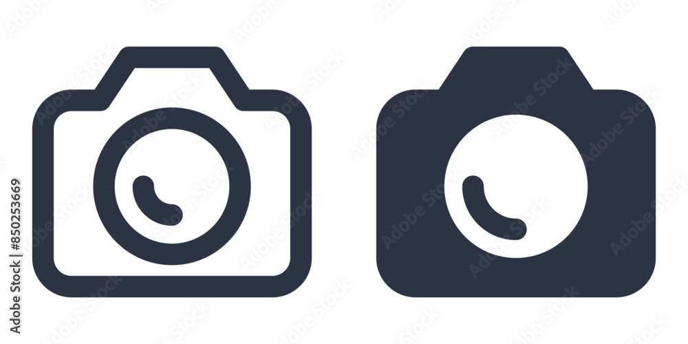 Photo camera simple icons set designed in filled, outline, line and stroke style Photo camera simple icons set designed in filled, outline, line and stroke style