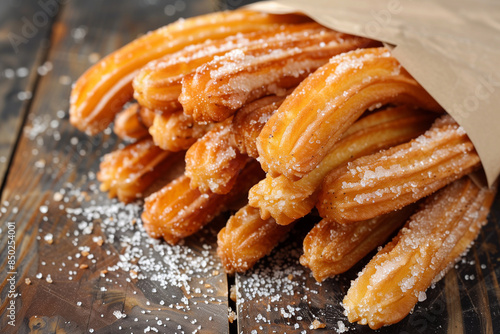Indulging in the crispy, sugary goodness of freshly made churros is a delightful way to satisfy your sweet tooth photo