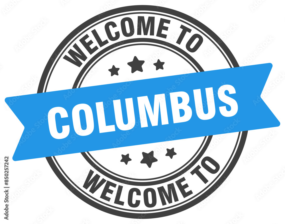 Welcome to Columbus stamp. Columbus round sign Welcome to Columbus stamp. Columbus round sign