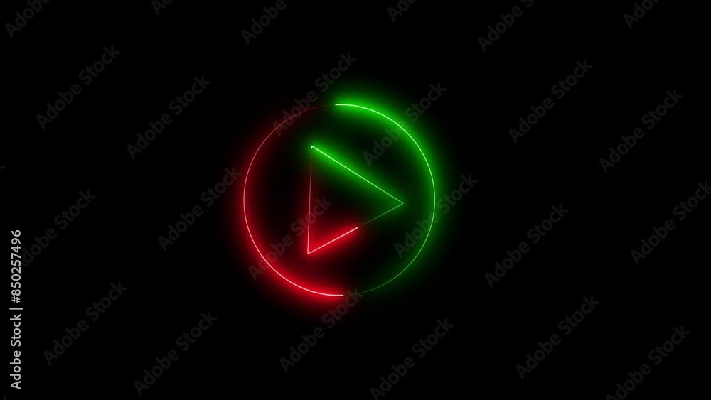 Video, audio neon play button icon animation. glowing play button animation. Press to play. Start button sign video. Music play button icon animation in glowing neon circle and press icon animation. Video, audio neon play button icon animation. glowing play button animation. Press to play. Start button sign video. Music play button icon animation in glowing neon circle and press icon animation.