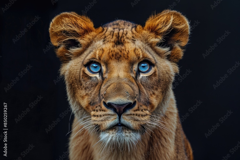 Obraz premium Lion and black background