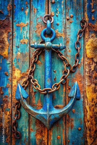 anchor on a wooden background