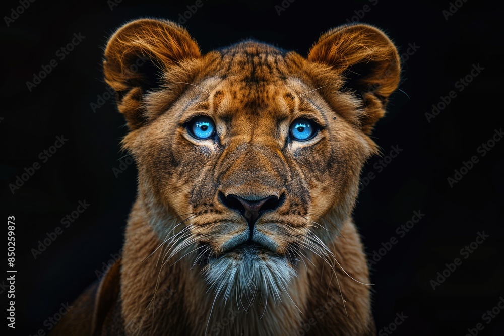 Fototapeta premium Lion and black background