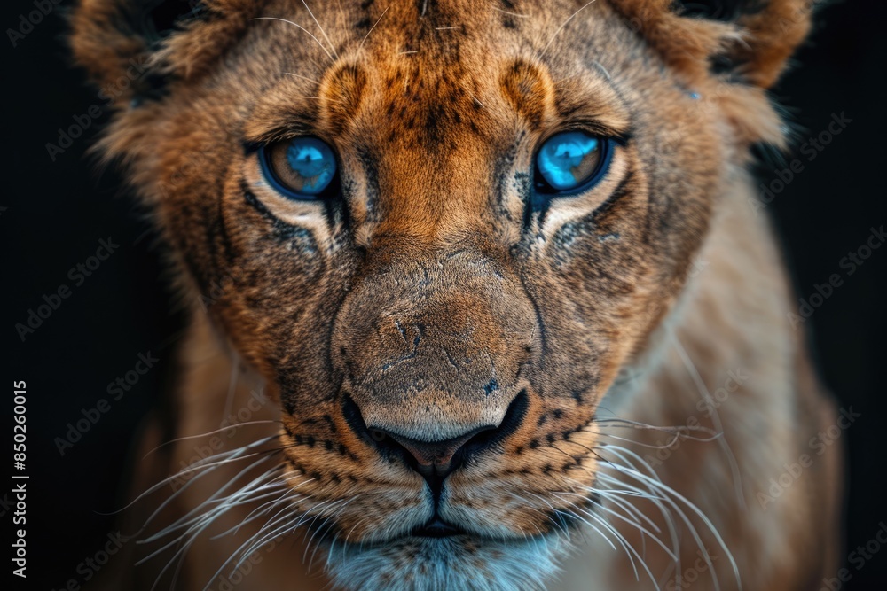 Fototapeta premium Lion and black background