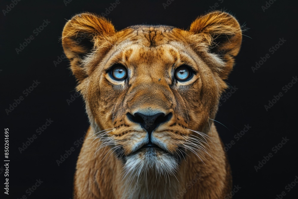 Obraz premium Lion and black background