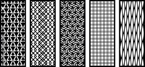 Decorative wall panels set, pattern with abstract flowers