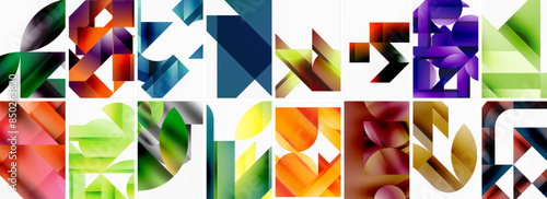 Triangles and circles abstract shapes templates set