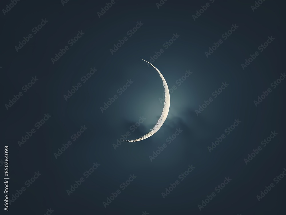 Fototapeta premium Minimalist Crescent Moon on Midnight Blue Background