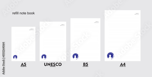 A5, A4, B5 size notebook design with a colored background decorated with mother and child love. vector a set