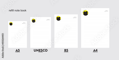A5, A4, B5 size notebook design with a colored background decorated with mother and child love. vector a set