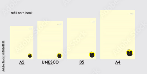 A5, A4, B5 size notebook design with a colored background decorated with mother and child love. vector a set