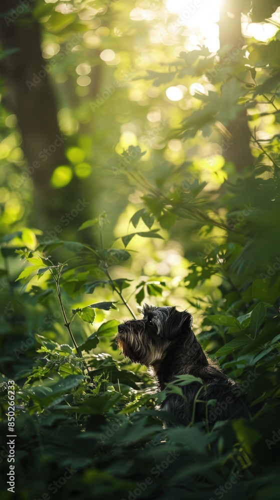 Standard Schnauzer Curiously Exploring the Surroundings Standard Schnauzer Curiously Exploring the Surroundings
