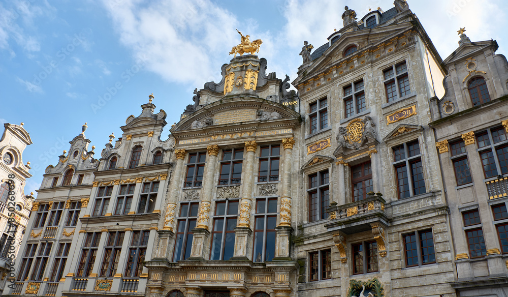 Opulent buildings on Grand Place in Brussels in Belgium Opulent buildings on Grand Place in Brussels in Belgium