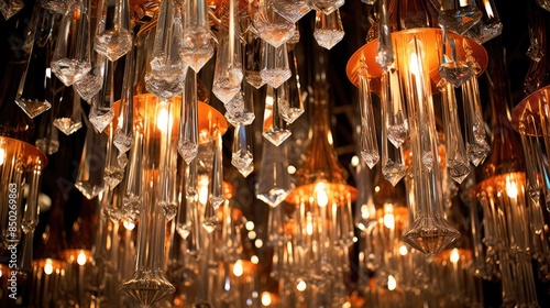Crystal chandelier casting dazzling reflections