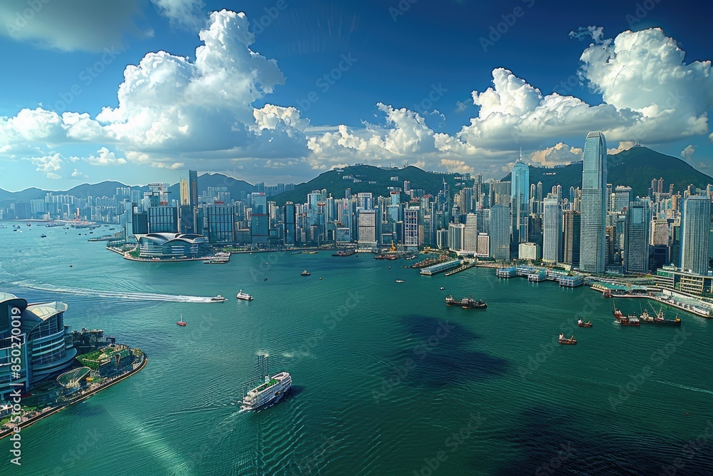 Naklejka premium Hong Kong Skyline