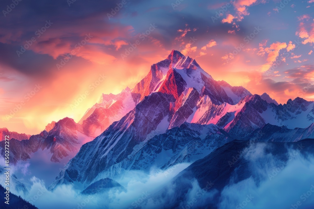 Peak sunrise and sea of clouds Peak sunrise and sea of clouds
