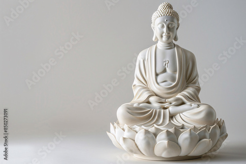a white statue of a person sitting on a lotus flower photo